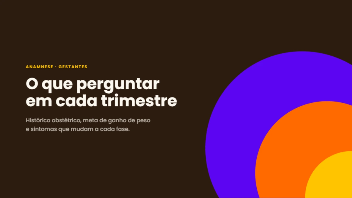 Três círculos coloridos crescendo, representando os três trimestres da gestação